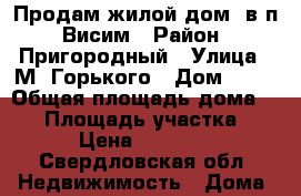Продам жилой дом  в п. Висим › Район ­ Пригородный › Улица ­ М. Горького › Дом ­ 35 › Общая площадь дома ­ 39 › Площадь участка ­ 12 › Цена ­ 700 000 - Свердловская обл. Недвижимость » Дома, коттеджи, дачи продажа   